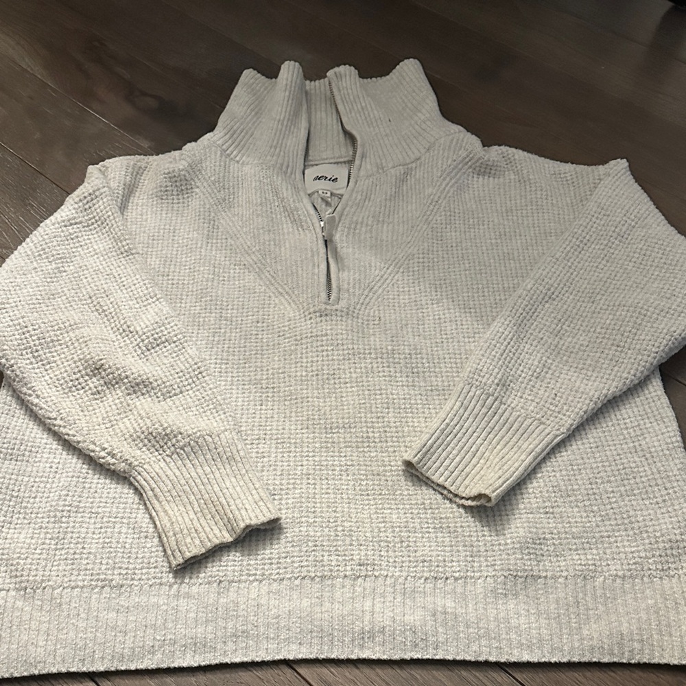 Aerie Cream Quarter-Zip Sweater
